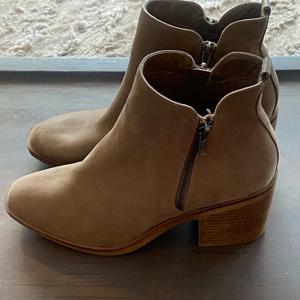 MIA Tan Ankle Booties with Zipper